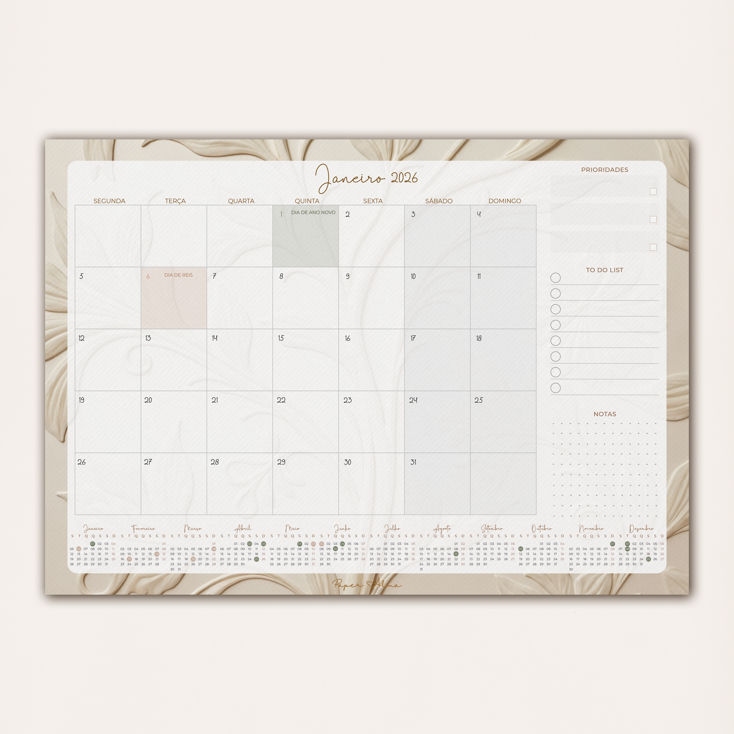 Planner Mensal 2026 | Relief