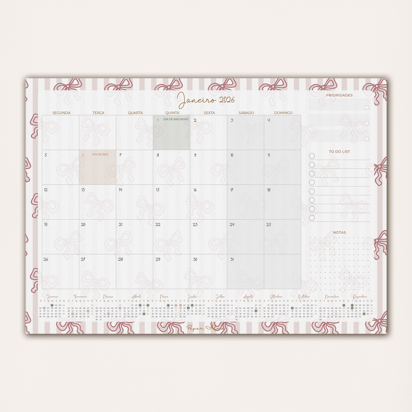 Planner Mensal 2026 | Coquette