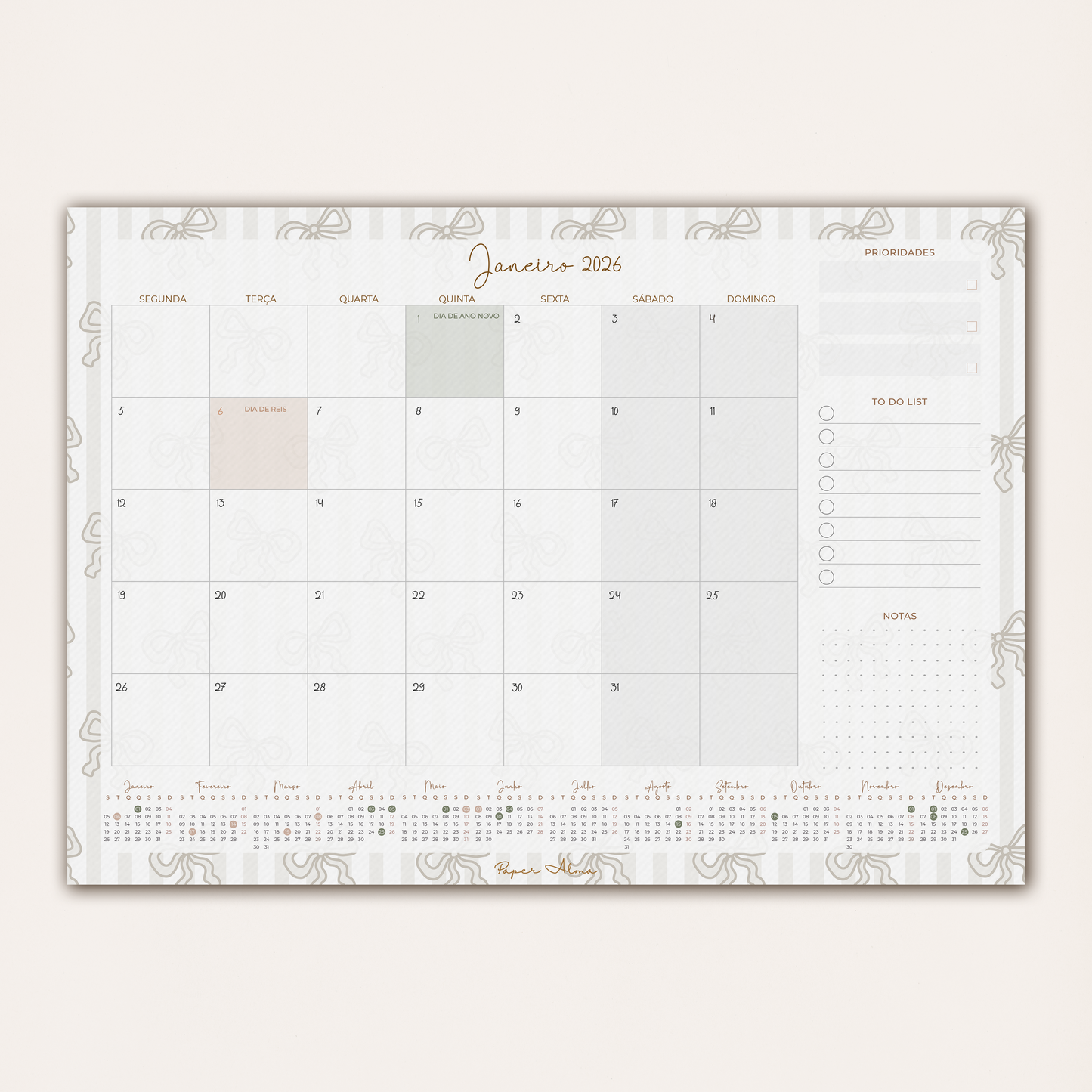 Planner Mensal 2026 | Coquette