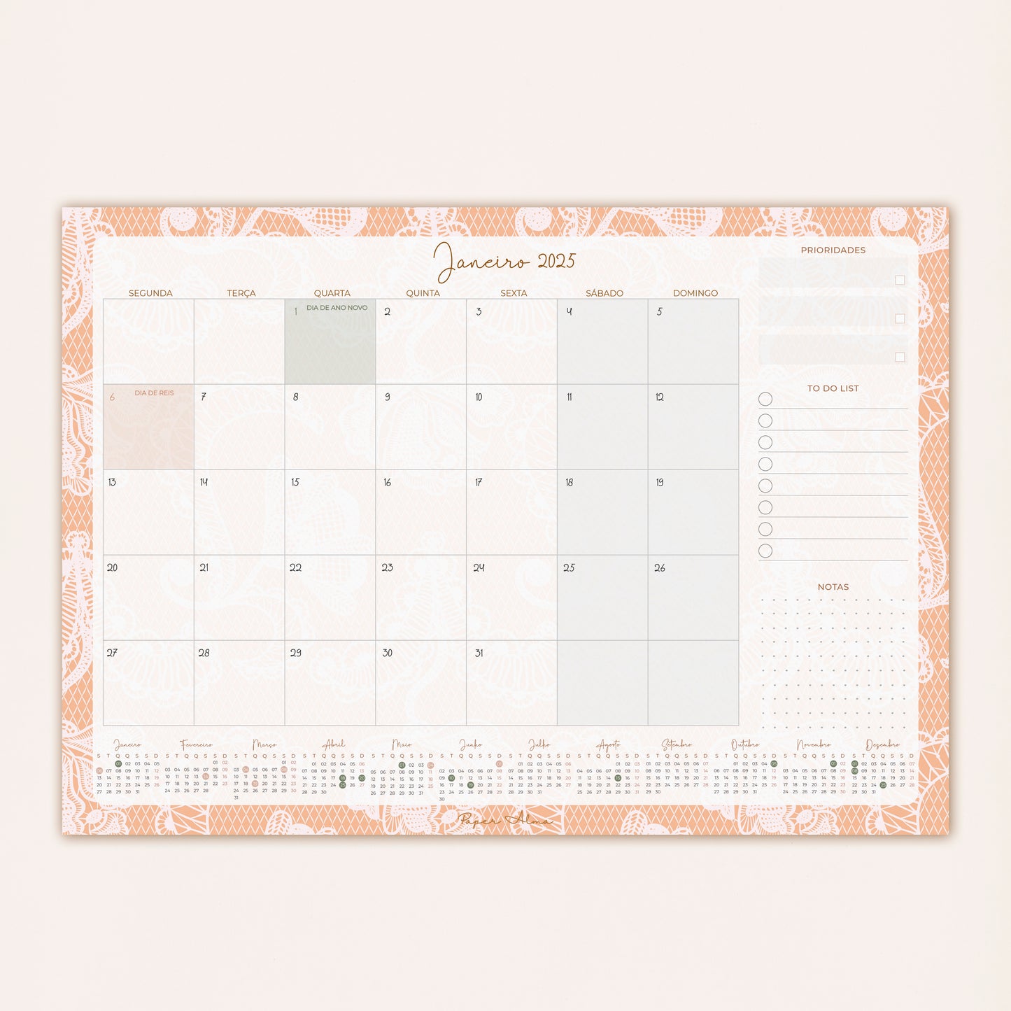 Planner Mensal 2025 | Lace