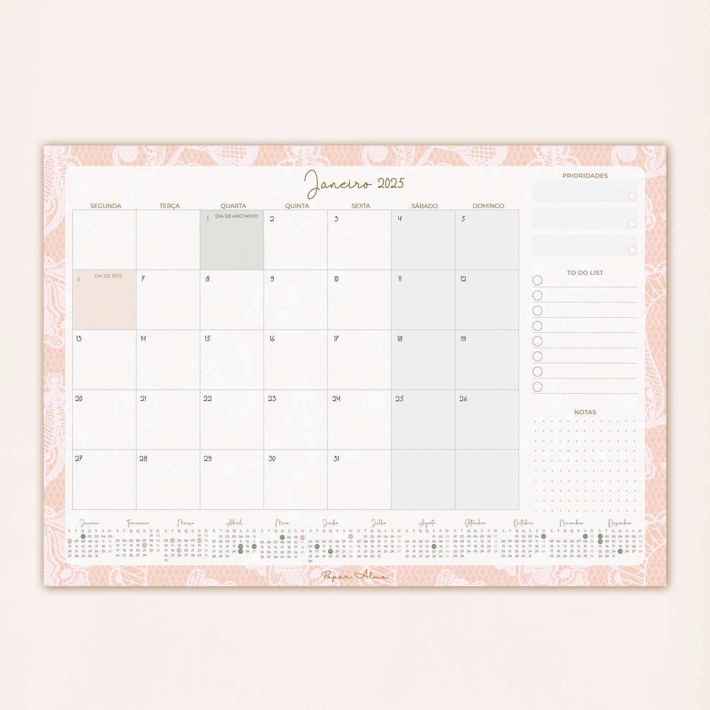 Planner Mensal 2025 | Lace