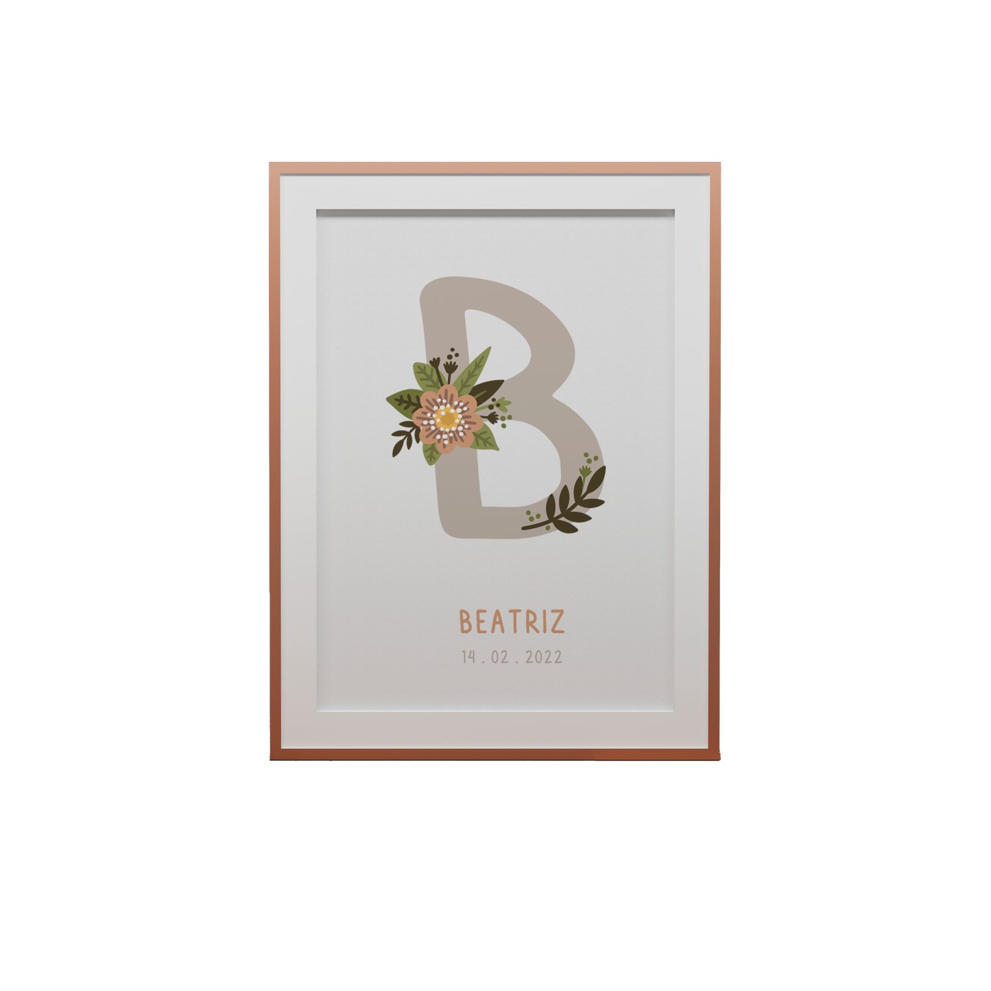 Póster Ilustração Inicial e Nome | Floral